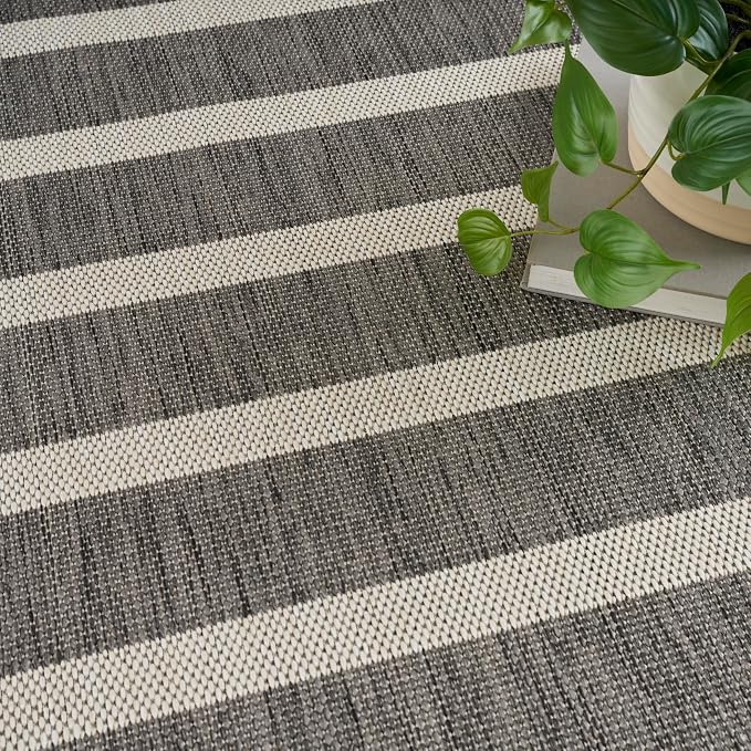 Nourison Home Positano Charcoal Ivory 7' x 10' Area Rug - Easy Clean, Non Shedding, Bed Room, Living Room, Dining Room, Kitchen (7' x 10')