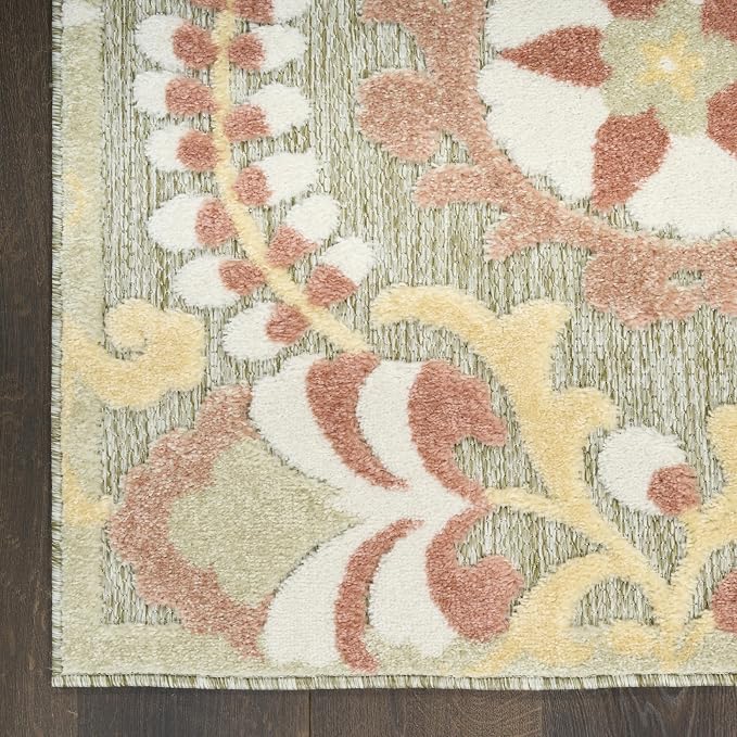 Nourison Home Aloha Sage Rose 7'10" x 10'6" Area Rug - Easy Clean, Non Shedding, Bed Room, Living Room, Dining Room, Kitchen (8' x 11')
