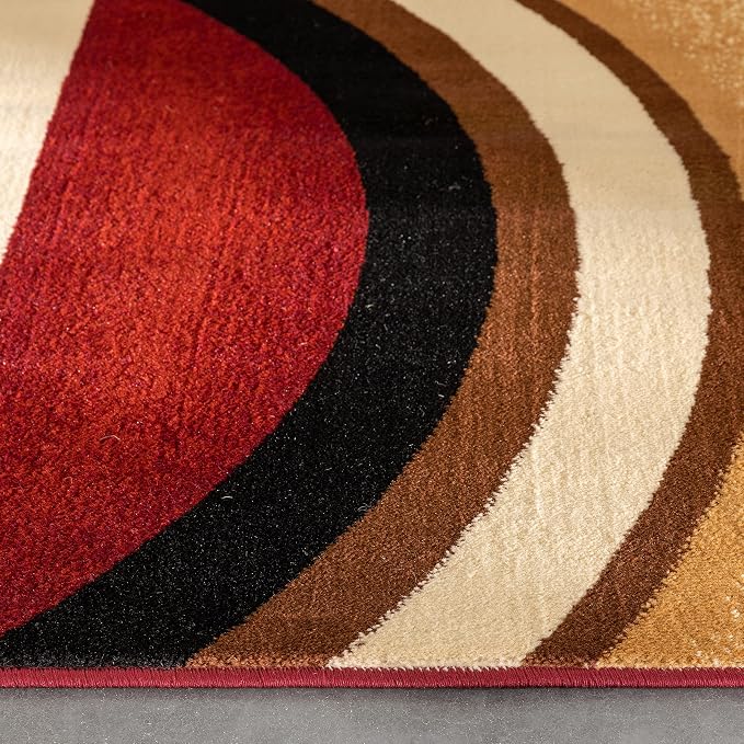 Well Woven Barclay Arcs & Shapes Red Modern Geometric 5'3" x 7'3" Area Rug
