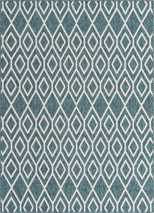 Jill Zarin Outdoor Collection Area Rug - Turks and Caicos (5' 3" x 8' Rectangle Teal/Ivory)