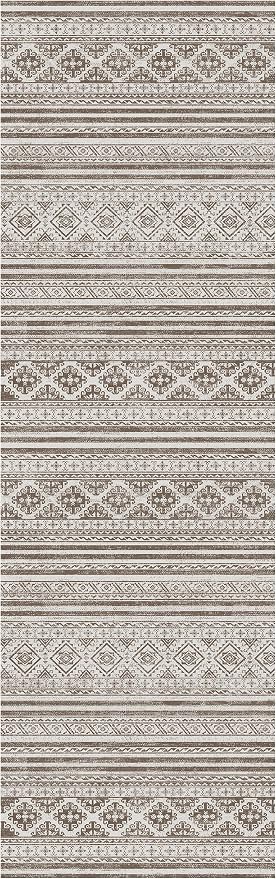 Washable Area Rugs 2'6'' x 8' - 1/6 Thick - Moroccan-Inspired -Stain & Water Resistant Non-Slip - Resistant Rug for Living Room, Bedroom, Nursery, Pet & Child Friendly (Brown)
