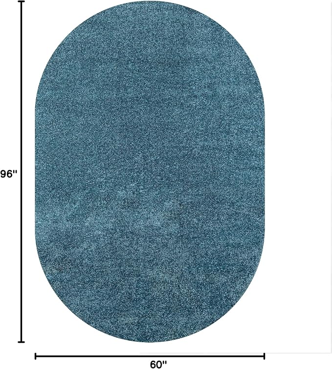 JONATHAN Y Haze Solid Low-Pile Turquoise 5x8 Oval Indoor Area Rug, Coastal,Bohemian,Minimalist,Classic, Easy-Cleaning for Living Room,Bedroom,Kitchen,Pet Friendly,Non-Shedding (SEU100H-5OV)
