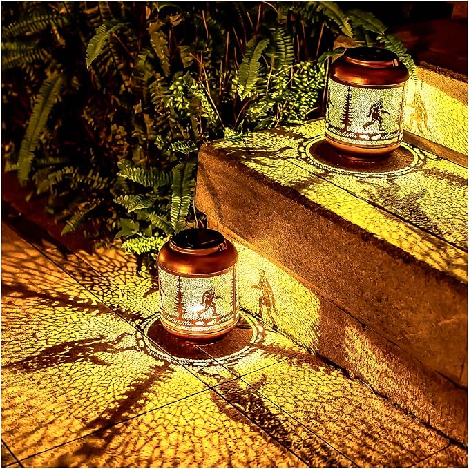 Bigfoot Solar Lanterns Outdoor Waterproof Hanging Solar Lights Big Foot Sasquatch Gifts for Men Women/Bigfoot Lovers Gifts Metal Decorative LED Lanterns for Garden Decor,Patio,Lawn,Pathway,Yard