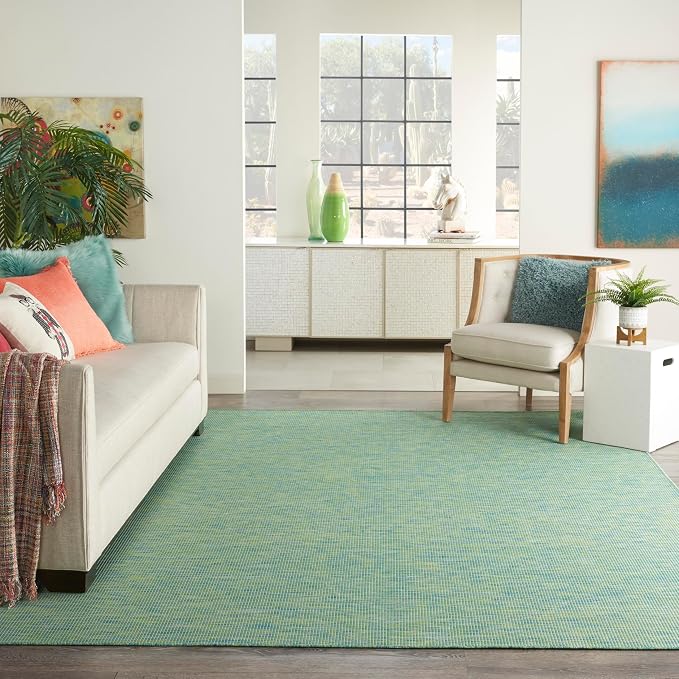 Nourison Home Positano Blue Green 9' x 12' Area Rug - Easy Clean, Non Shedding, Bed Room, Living Room, Dining Room, Kitchen (9' x 12')