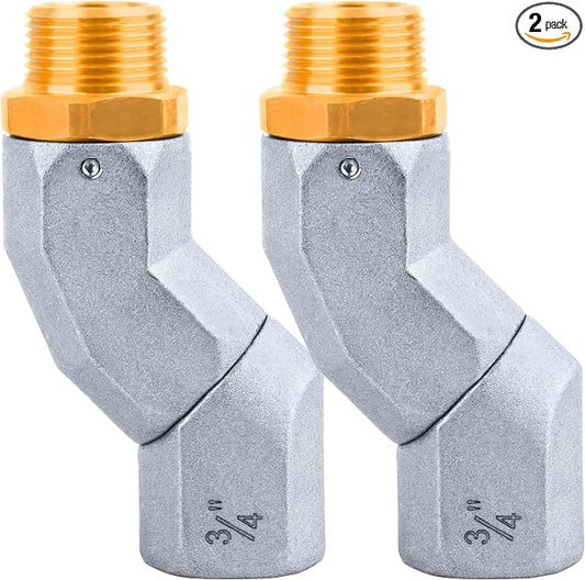 2PCS 3/4 Inch NPT Fuel Hose Swivel - Multi Plane 360° Rotating Connector for Fuel, Water, Diesel, Gasoline, Kerosene Transfer Pumps, Tanks, and Nozzles