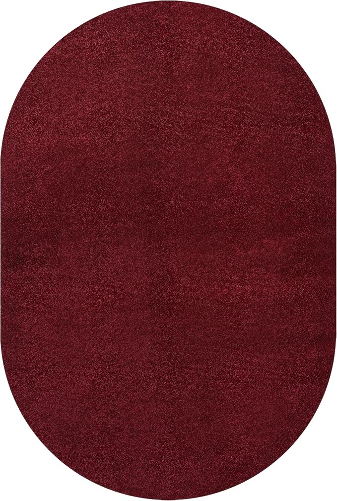 JONATHAN Y Haze Solid Low-Pile Dark Red 3x5 Oval Indoor Area Rug, Coastal,Bohemian,Minimalist,Classic, Easy-Cleaning for Living Room,Bedroom,Kitchen,Pet Friendly,Non-Shedding (SEU100Q-3OV)