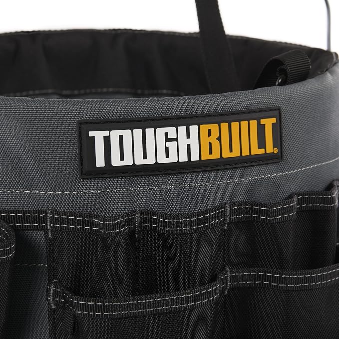 ToughBuilt – Bucket Organizer, 5-Gallon Bucket Tool Organizer with 60 Pockets, Loops & Compartments, Reinforced Fabric for Construction Work (TB-85)