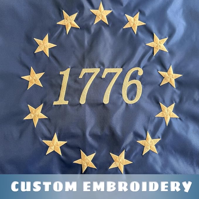 1776 Betsy Ross Flag 3x5 FT Outdoor - Tea Stained USA Embroidered Vintage American Flag, Heavy Duty Founding Fathers Bennington 4th of July Decor