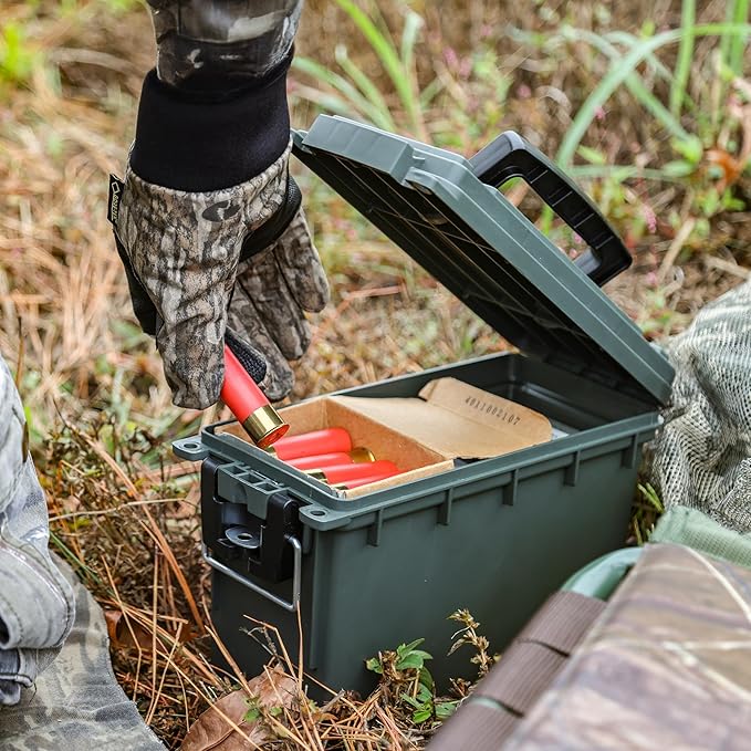 Sheffield Ammo Box Made in USA, Stackable Lockable Ammo Storage Box, Green | 2 Pack Lockable Storage Box, Water & Dust Resistant Dry Box, Secures Hunting Gear, Gun Accessories, Supplies, Bullets