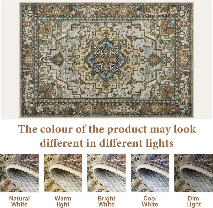 Tangsoo Vintage 2x3 Washable Rugs for Entryway, Non Slip Small Area Rug Farmhouse Indoor Front Door Rug, Oriental Print Door Mat Small Carpet, Soft Low Pile Rugs for Entry Entrance Kitchen Bedroom