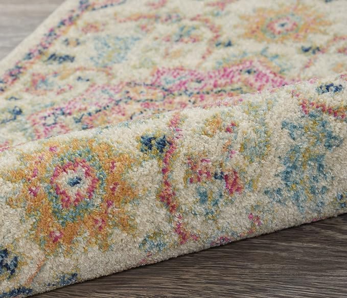 Nourison Home Passion Ivory Pink 2'2" x 10' Area Rug - Easy Clean, Non Shedding, Bed Room, Living Room, Dining Room, Kitchen (10' Runner)