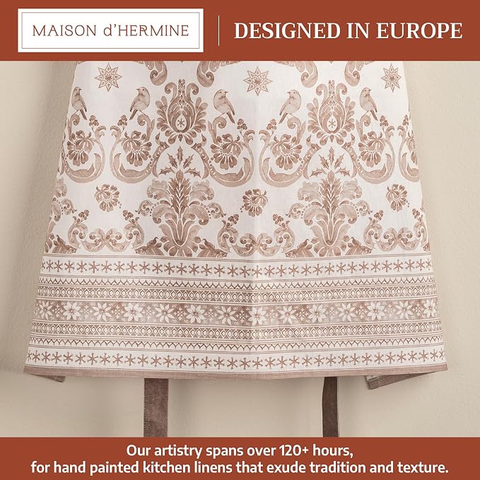 Maison d' Hermine Aprons for women with Pocket 100% Cotton (27.50"x31.50") | Adjustable Neck Strap & long ties Apron Men Chef Wedding Cooking Gardening Server Maid