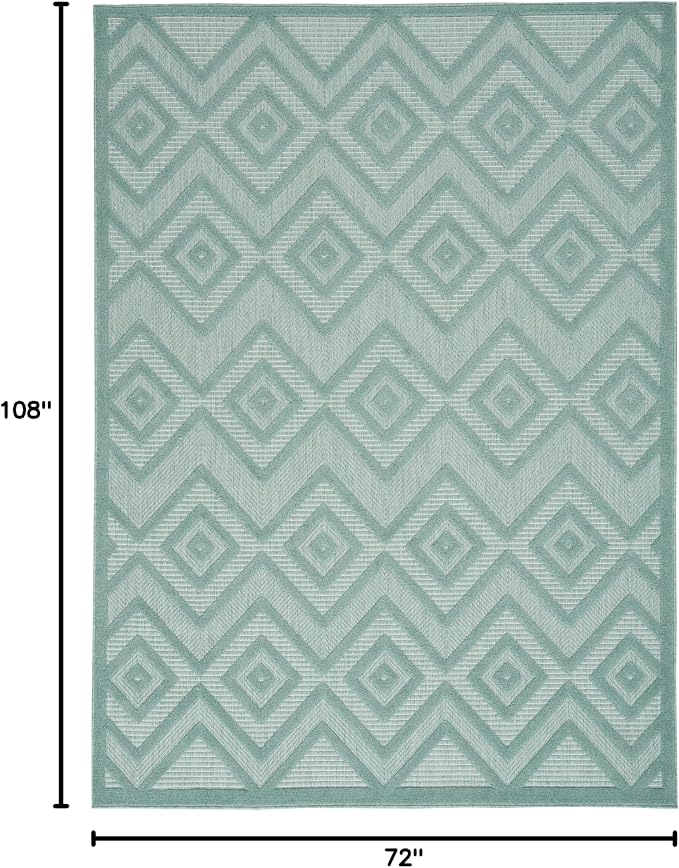 Nourison Home Versatile Aqua Teal 6' x 9' Area Rug - Easy Clean, Non Shedding, Bed Room, Living Room, Dining Room, Kitchen (6' x 9')