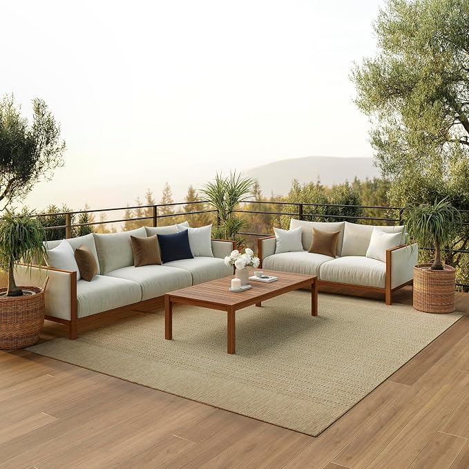 Nourison Home Tulum Cream 9' x 12' Area Rug - Easy Clean, Non Shedding, Bed Room, Living Room, Dining Room, Kitchen (9' x 12')