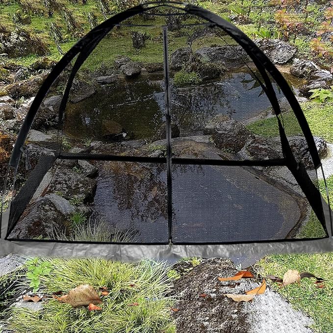 Pond Cover Net - Heavy Duty Nylon Dome Mesh with Zippers - 12x9FT Protector for Garden Pond Koi Fish and Plants - Birds & Leaves Animals Barrier