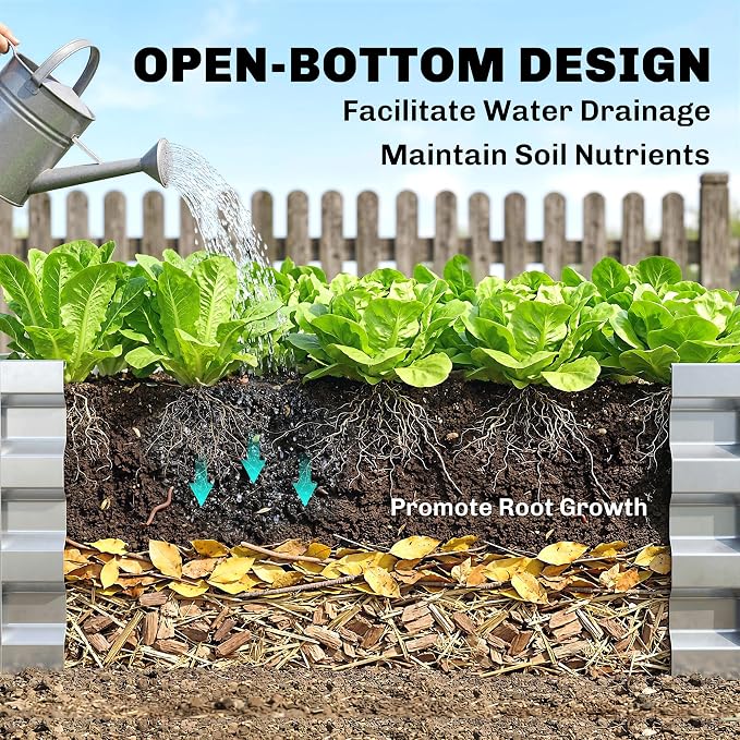 Outsunny Galvanized Raised Garden Bed, 4' x 2' x 1' Metal Planter Box, for Growing Vegetables, Flowers, Herbs, Succulents, Silver