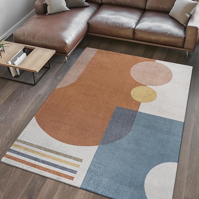 JONATHAN Y Machine Washable Cream/Multi Indoor Area Rug 5X8 ft, Slinger Modern Contemporary Collage for Living Room, Bedroom, Kitchen, Office, Easy-Cleaning, Pet-Friendly, Non-Shedding WSH306A-5