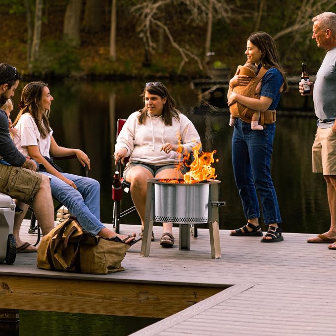 Breeo Smokeless Fire Pit (Y Series - Stainless Steel) | 21 inch Portable Smokeless Firepit for Outside | 31 Pounds | Ideal for Families Compatible with Wide Range of Breeo Accessories