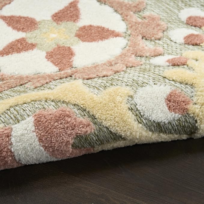 Nourison Home Aloha Sage Rose 7'10" x 10'6" Area Rug - Easy Clean, Non Shedding, Bed Room, Living Room, Dining Room, Kitchen (8' x 11')
