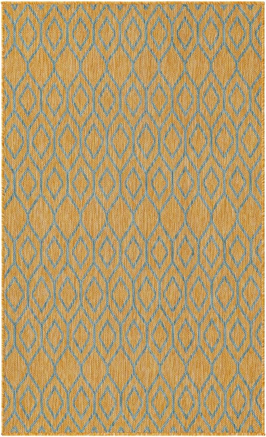 Jill Zarin Outdoor Collection Area Rug - Turks and Caicos (3' 3" x 5' 3" Rectangle Yellow and Aqua/Light Blue)