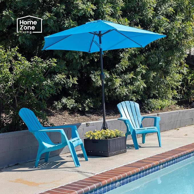 Home Zone Living 119lbs 21" Square Heavy Duty Planter Umbrella Base, 11 Ft | Rolling Wheels & Water Weight Bag for Patio Pool Backyard, Convertible as Table or Planting Box, Supports Up to 11 Ft