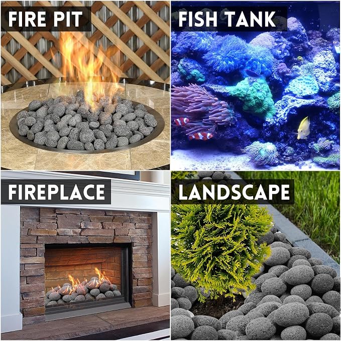 Premium 2-3 Inch Black Lava Rock Pebbles, 10 Pounds Fire Rocks for Gas Fire Pits, Fireplaces, Landscaping, and Plant Cultivation, Natural Tumbled Stones for Indoor and Outdoor Use