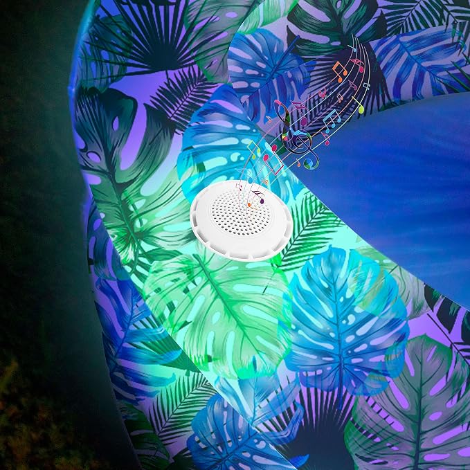 Poolcandy Inflatable Sunning Pools for up to 3 Adults (Illuminated LED Tropical Palms Day & Night Inflatable Sunning Pool)