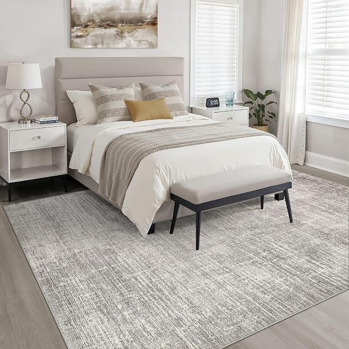 LOONGRUG 10x12 Area Rug Washable Neutral Modern Living Room Rug Brown Gray | Large Abstract Soft Stain Resistant Indoor Non-Slip Carpet for Bedroom Nursery Kids Office Playroom Dining Room