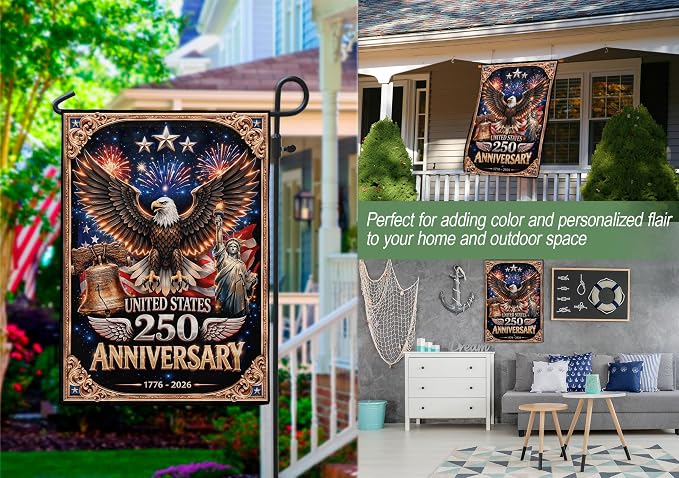 250th Anniversary Patriotic Design, 250 Anniversary Usa Flag, 1776-2026 Commemorative, Front And Back Print, Garden Flags For Outside 1 (12x18 Inch)