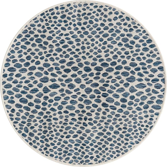 Unique Loom Outdoor Collection Area Rug - Cape Town (3' 1" Round, Blue/ Olive)