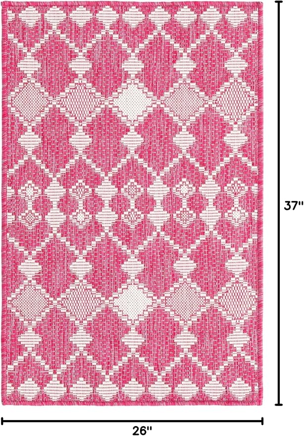 Unique Loom Outdoor Trellis Collection Area Rug - Traliccio (2' 2" x 3' 1" Rectangle, Magenta/ Ivory)