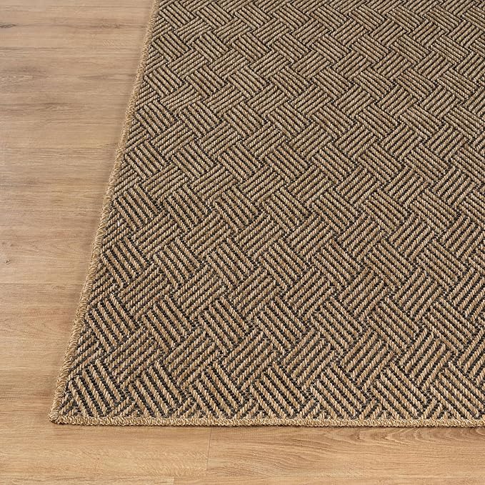 Luul Home Easy Jute Rugs 2x7 Herringbone Natural Color Living Room Indoor Outdoor Runner Rug for Patio and Kitchen Rug High Traffic Washable Easy to Clean Solid Boho Woven Design Carpet (2 x 7)