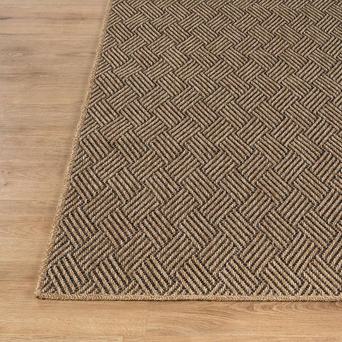 Luul Home Easy Jute Rugs 5x7 Herringbone Natural Color Living Room Indoor Outdoor Area Rug for Patio and Kitchen Rug High Traffic Washable Easy to Clean Solid Boho Woven Design Carpet (5 x 7)