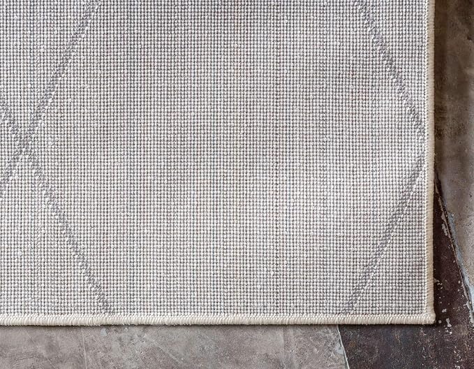 Unique Loom Trellis Frieze Collection Area Rug - Geometric (2' x 6' 1" Runner, Ivory/ Gray)