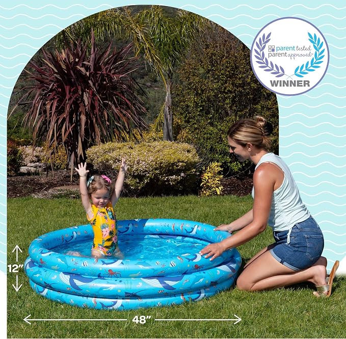Inflatable Kiddie Pool for Toddlers, 48"X12" Round Plastic Blow Up Kids Swimming Pool, Outdoor Water Play, Ball Pit Toys for Kids Age 2 3 4 5, Summer Essential Baby Splash Pools with Cushioned Floor
