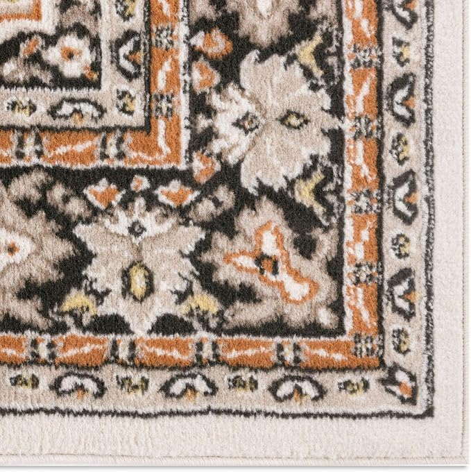 Home Dynamix Premium Sakarya Traditional Medallion Border Area Rug, Ivory/Brown, 5'3"x7'5" Rectangle