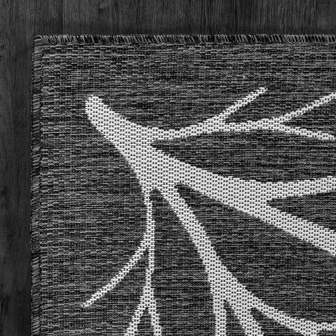 Washable Indoor Outdoor Rug 10x14 Modern Area Rugs Branch Pattern Non Shedding Waterproof Easy Clean Patio Deck Porch Living Room Bedroom Garden RV (10 X 14 Dark Gray)