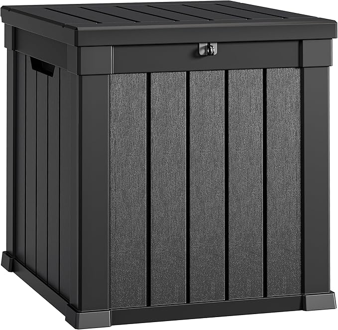 YITAHOME Deck Box, 51 Gallon Weatherproof Outdoor Storage Container for Patio Cushions, Pool Supplies, Garden Tools, Lockable Lid and Side Handles, Black | 51 Gallon Weatherproof Outdoor Storage Container for Patio Cushions, Pool Supplies, Garden Tools...