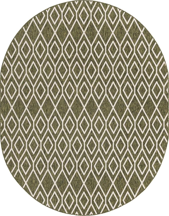 Jill Zarin Outdoor Collection Area Rug - Turks and Caicos (7' 10" x 10' Oval Green/Ivory)