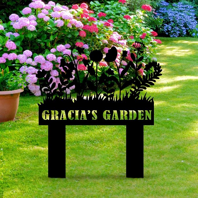 Personalized Garden Sign with Stake, Custom Metal Sign for Outdoor, Customized Metal Yard Stake Decor, Lawn Art, Farmhouse Decor, Housewarming Gift