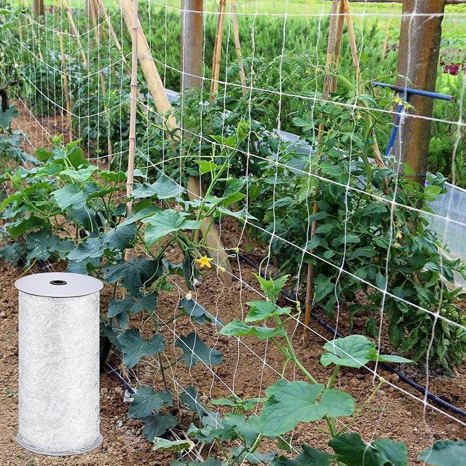 Berlune 4 x 1000 ft Trellis Netting Roll Heavy Duty Nylon Garden Trellis Netting with 6 Inch Mesh Soft Plant Support Net for Climbing Plants, Grape Racks, Growing Support Bean, Pea, Tomatoes
