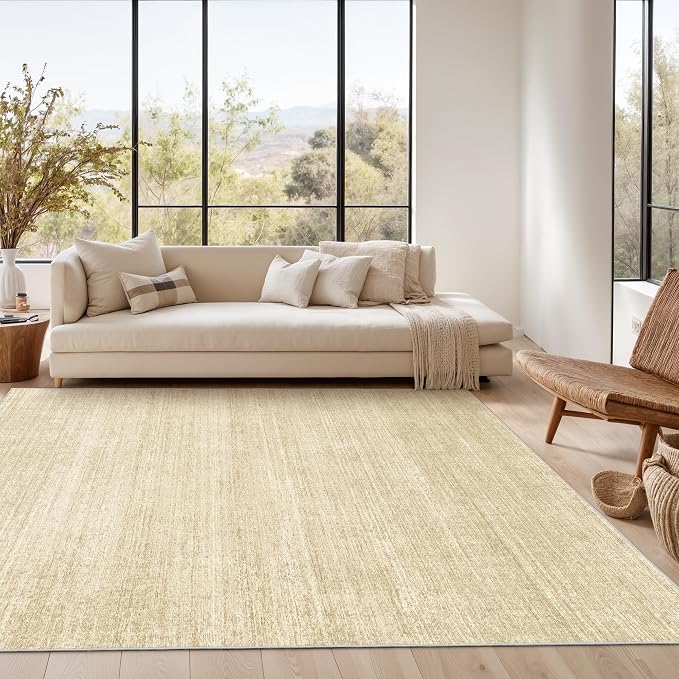 Valenrug Washable Rugs 5x7, Non Slip Large Area Rugs for Living Room, Brown | Soft Low Pile, Thin & Lighweight Carpet, Folable Stain Resistant Modern Indoor Floor Mat for Bedroom, Dining Room, Home Decor