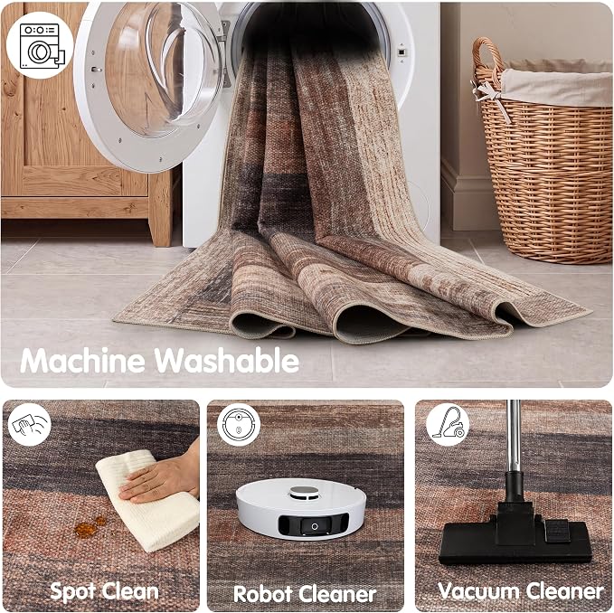 Neutral Geometric Beige 9x12 ft Large Rug for Living Room Bedroom | Contemporary Modern Area Rugs Vintage Non-Slip Soft Faux Wool Low Pile Indoor Carpet for Dining Room Office Home Decor