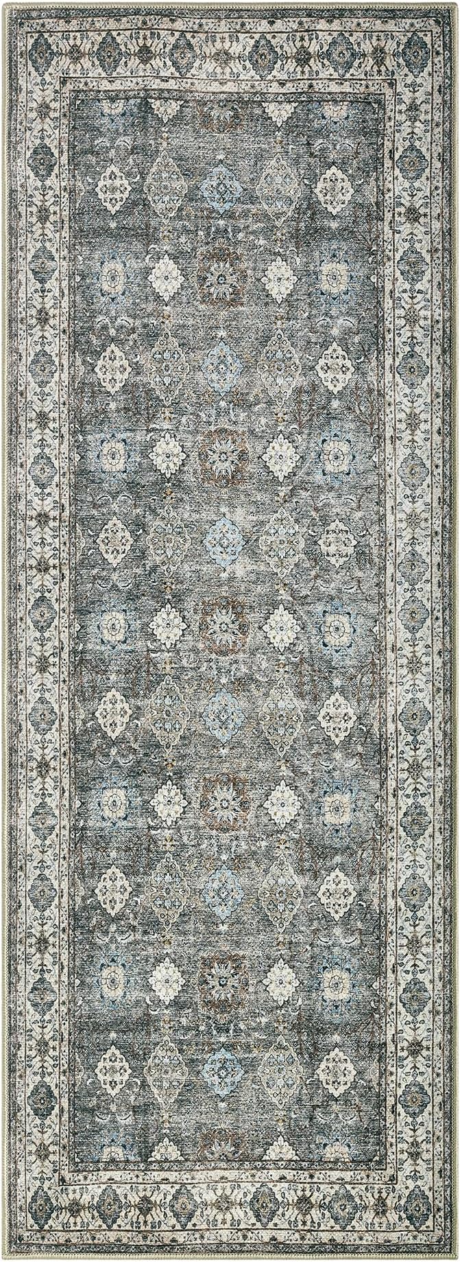 Keen Home Design Vintage Washable Entryway Rug, Non-Slip Low Pile, 3x5 | Machine Washable Cotton Chenille, 0.25In Low Pile, Rubber Non-Slip Back; Entryway, Kitchen, Bathroom, Bedroom