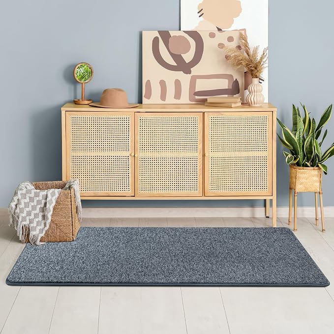 Chicrug Memory Foam 2x6 Runner Rugs for Hallway Entryway Bedroom | Low-Pile Soft Carpet Runner Rug for Kitchen, 6ft Kids Rug for Bedside Dorm Room Decor, Blue and White