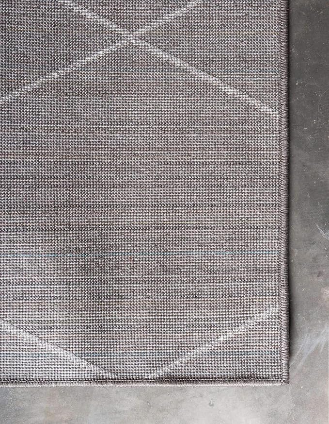 Unique Loom Trellis Frieze Collection Area Rug - Geometric (6' Square, Dark Gray/ Ivory)