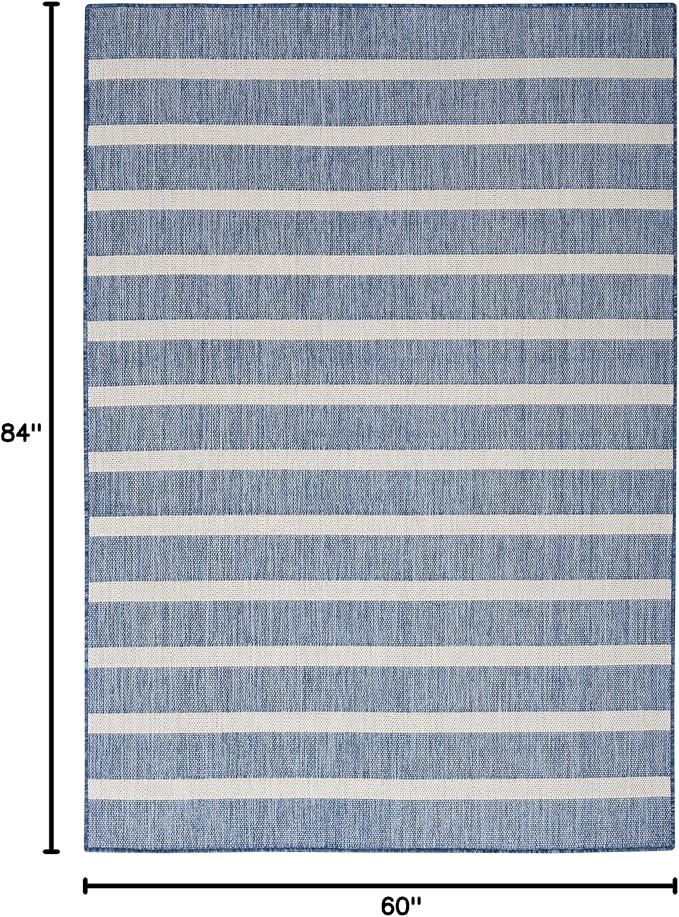 Nourison Home Positano Navy Ivory 5' x 7' Area Rug - Easy Clean, Non Shedding, Bed Room, Living Room, Dining Room, Kitchen (5' x 7')