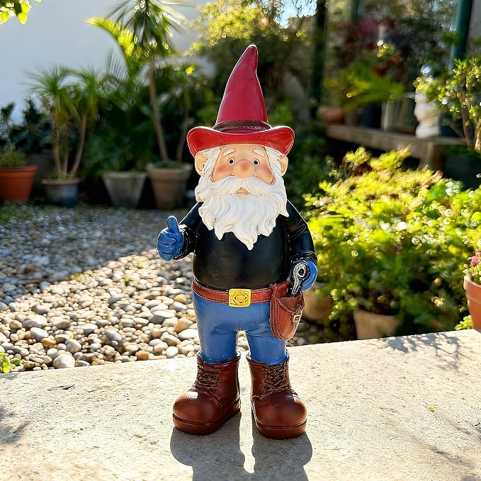 Garden Gnomes Statues for Yard Decorations Outdoor, Funny Cowboy Gnome Garden Lawn Figurines for Home Patio Yard Decor Indoor, Gardening Housewarming Gift
