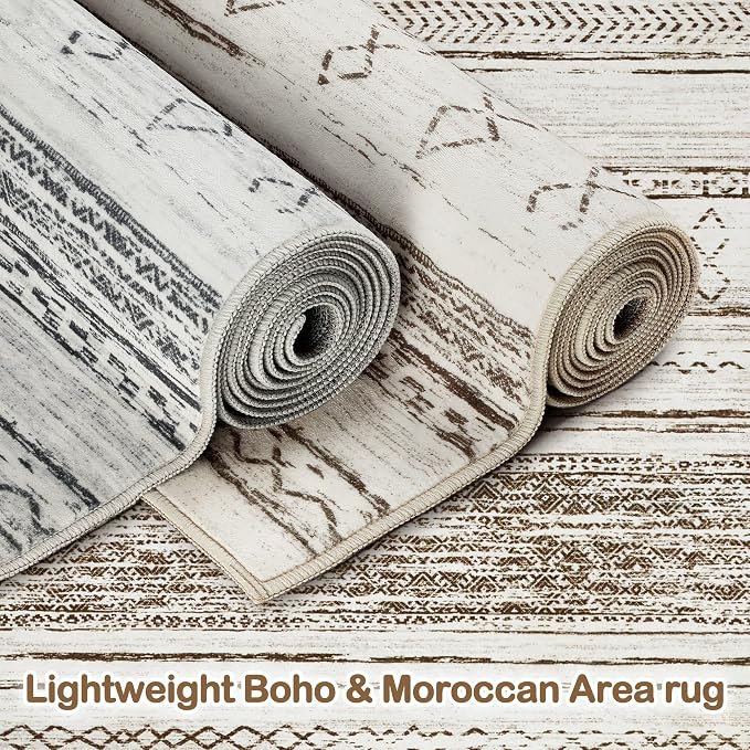 Tortania Area Rug Living Room Rugs - 12x15 Washable Large Soft Neutral Boho Moroccan Bohemian Farmhouse Rug Indoor Floor Carpet for Bedroom Under Dining Table Home Office Decor - Beige