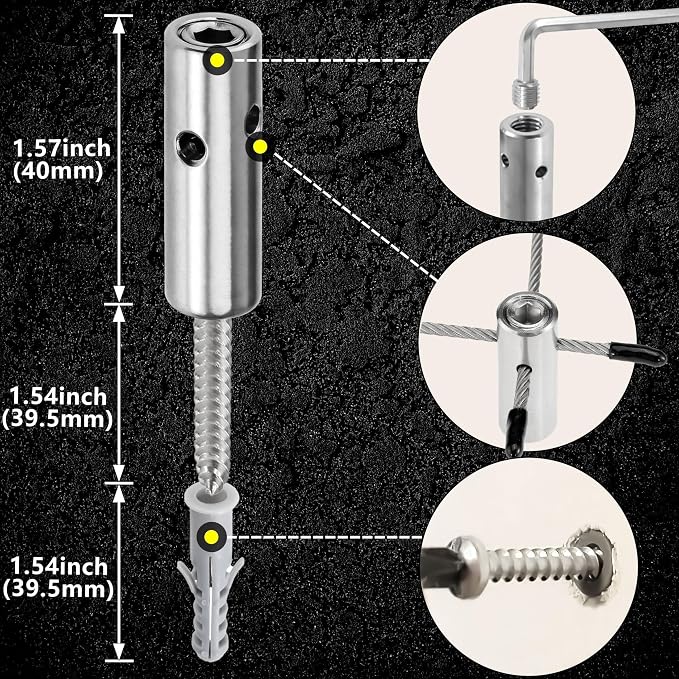Wire Trellis for Climbing Plants Outdoor, 12-Set Wall Wire Trellis Kit, T316 Cylindrical Espalier System for Fence and Garden DIY Projects (Hubs Only, Without Cable)